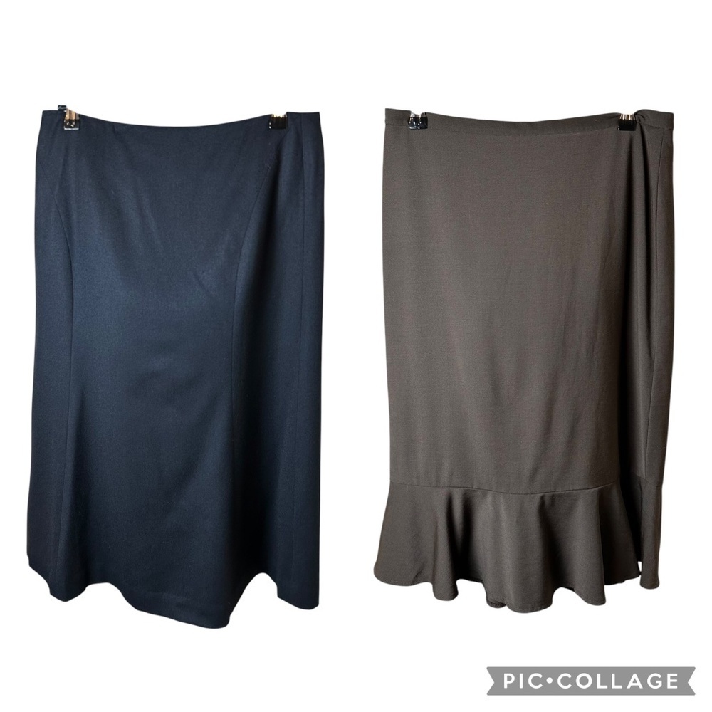 Talbots Bundle (2) Wool Blend Midi Skirts‎ Sz 4 Office Career Minimalist Neutral